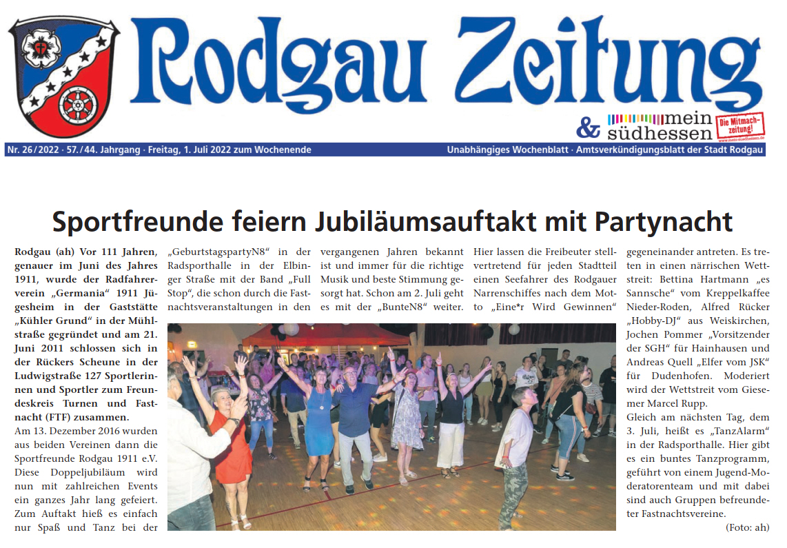 Rodgau Zeitung JubiläumGeburtstagspartyN8